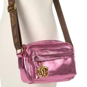 Sharif Hot Pink Python Messenger Crossbody Bag